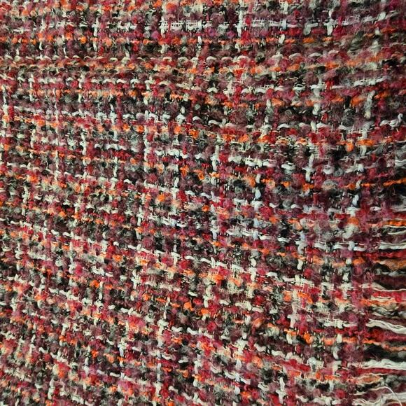 Talbots Plaid Tweed Boulce Fringe Pink Wool Blend Pencil Skirt Size 4 - Picture 9 of 11